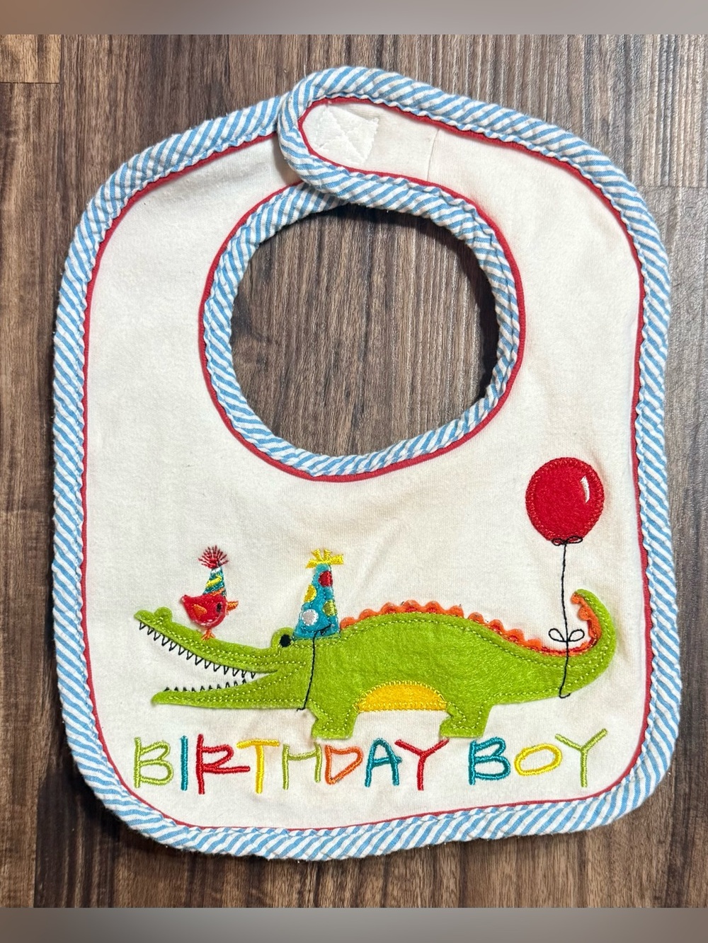Mud Pie Birthday Boy Bib Baby Boy Infants Crocodile Fuzzy Celebration Wear